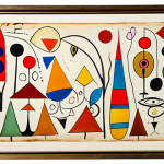 A whimsical painting in the style of Paul Klee, featuring colorful geometric shapes and abstract figures, evoking a sense of childlike wonder and symbolic depth, reminiscent of "Fish Magic" or "Ad Parnassum." Use vibrant watercolors and simple lines to capture Klee's unique blend of abstraction and symbolism.