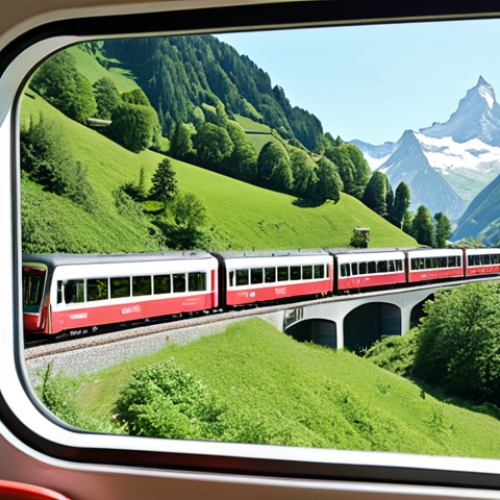 **

Prompt: "A scenic Swiss mountain train winding through a lush green valley, highlighting the convenience and accessibility offered by the Swiss Travel Pass. Focus on the panoramic views and the comfortable travel experience. Bright, sunny day. Travelers looking happily out the windows."

**