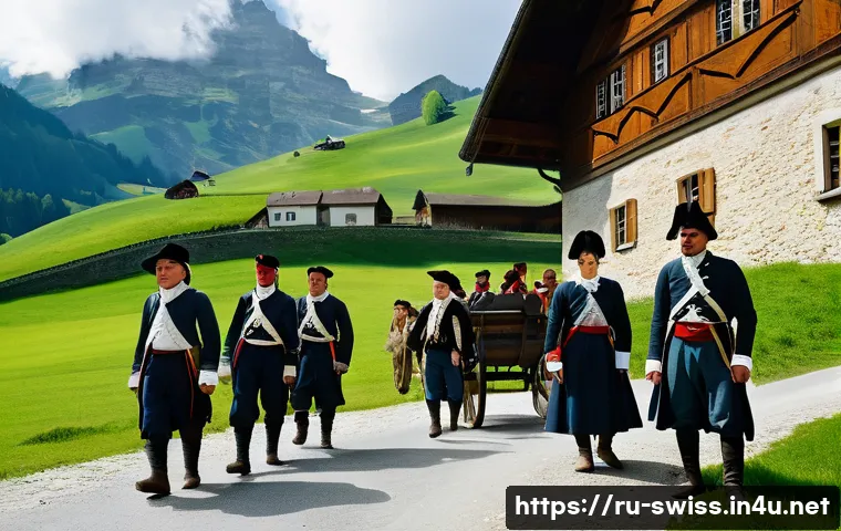 나폴레옹 전쟁과 스위스 - A detailed historical scene depicting the transformation of Swiss political structure during the Nap...