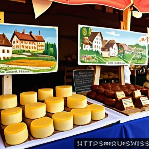스위스 불어권 지역과 프랑스 문화 영향 - A vibrant Swiss market scene in the French-speaking region, showcasing local artisans and cheesemake...