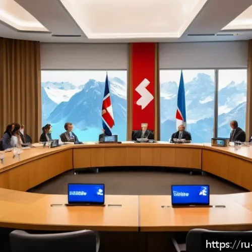 유엔과 스위스 가입 과정 - A detailed scene of a Swiss diplomatic conference room with diverse international delegates engaged ...